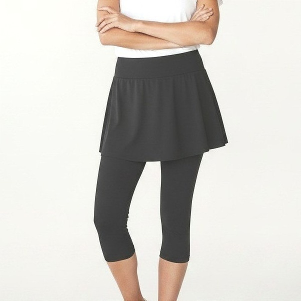 Black Athletic Skapri Skirted Capri Leggings Plus Size 2XL‎ Activewear Exercise